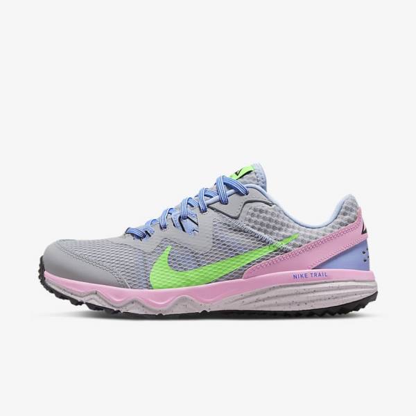 παπουτσια για τρεξιμο Nike Juniper Trail Trail γυναικεια γκρι ανοιχτο μπλε ροζ πρασινο | NK029IZD