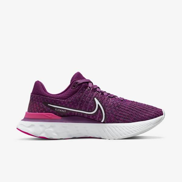 παπουτσια για τρεξιμο Nike React Infinity Run Flyknit 3 δρομου γυναικεια ανοιχτο μπορντο ροζ ασπρα | NK298PMR