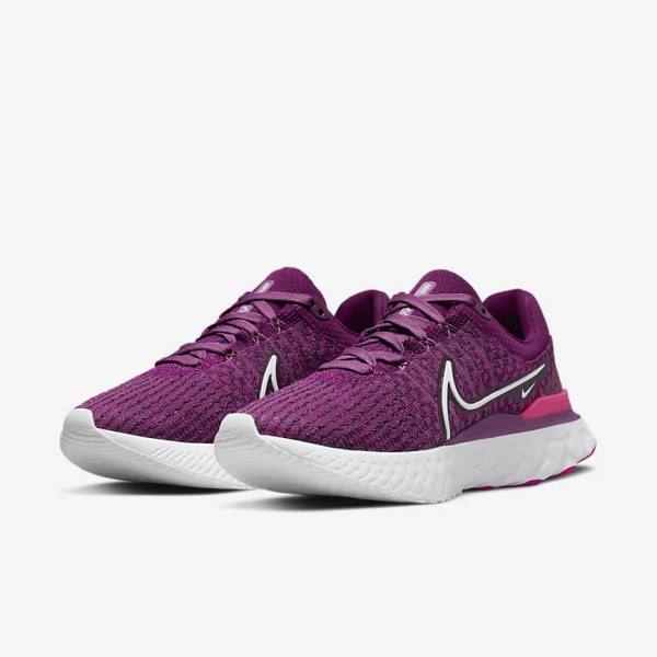 παπουτσια για τρεξιμο Nike React Infinity Run Flyknit 3 δρομου γυναικεια ανοιχτο μπορντο ροζ ασπρα | NK298PMR