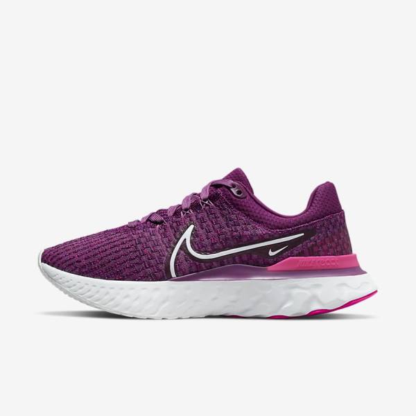 παπουτσια για τρεξιμο Nike React Infinity Run Flyknit 3 δρομου γυναικεια ανοιχτο μπορντο ροζ ασπρα | NK298PMR