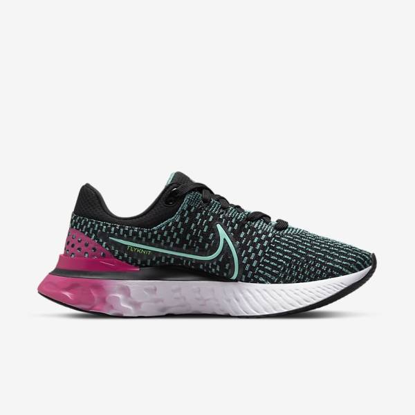 παπουτσια για τρεξιμο Nike React Infinity Run Flyknit 3 δρομου γυναικεια μαυρα ροζ τυρκουάζ τυρκουάζ | NK358OMV