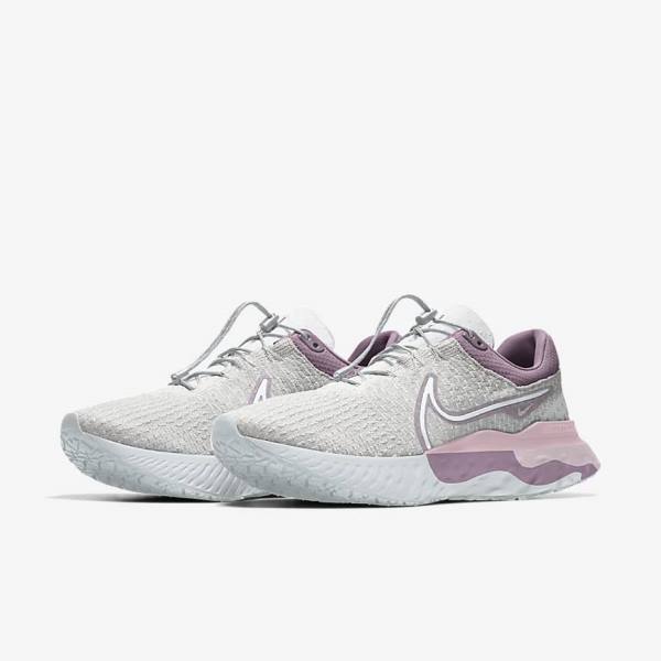 παπουτσια για τρεξιμο Nike React Infinity Run 3 By You Custom δρομου γυναικεια γκρι Πλατίνα γκρι | NK453OBM