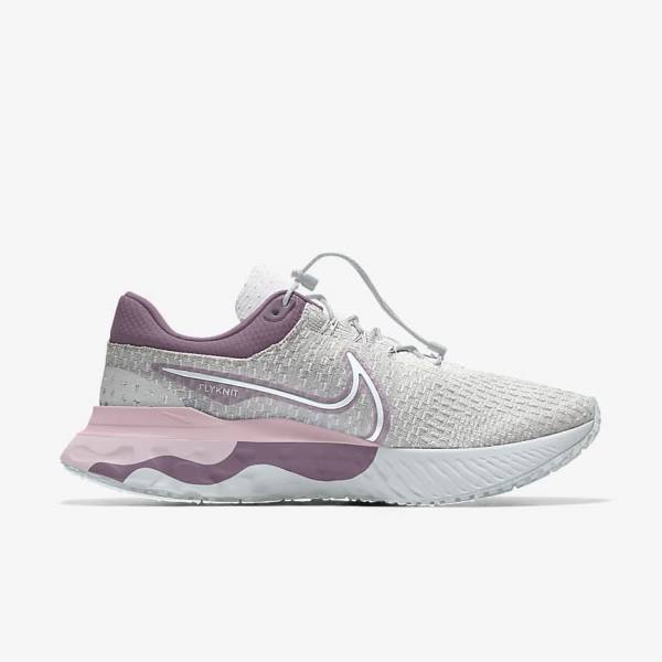 παπουτσια για τρεξιμο Nike React Infinity Run 3 By You Custom δρομου γυναικεια γκρι Πλατίνα γκρι | NK453OBM