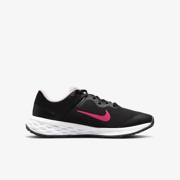 παπουτσια για τρεξιμο Nike Revolution 6 Older δρομου παιδικα μαυρα ροζ | NK102KPD