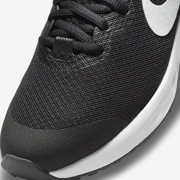 παπουτσια για τρεξιμο Nike Revolution 6 Older δρομου παιδικα μαυρα σκούρο γκρι ασπρα | NK253WOS