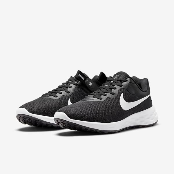 παπουτσια για τρεξιμο Nike Revolution 6 FlyEase Next Nature Easy On-Off δρομου ανδρικα μαυρα γκρι ασπρα | NK396RXI