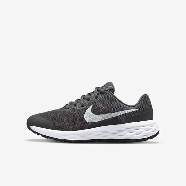 παπουτσια για τρεξιμο Nike Revolution 6 Older δρομου παιδικα γκρι ασπρα | NK890SPN