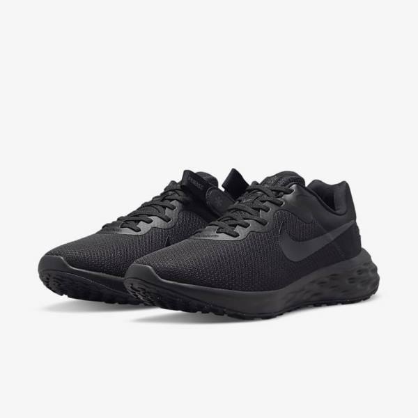 παπουτσια για τρεξιμο Nike Revolution 6 FlyEase Next Nature Easy On-Off δρομου ανδρικα μαυρα σκούρο γκρι | NK952MZH