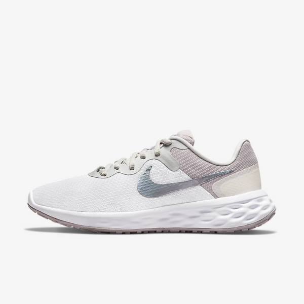 παπουτσια για τρεξιμο Nike Revolution 6 Next Nature Premium δρομου γυναικεια ασπρα γκρι | NK962JOC