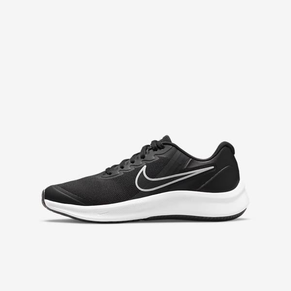 παπουτσια για τρεξιμο Nike Star Runner 3 Older δρομου παιδικα μαυρα σκούρο γκρι | NK379XHN