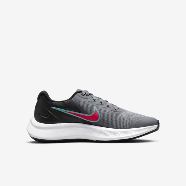 παπουτσια για τρεξιμο Nike Star Runner 3 Older δρομου παιδικα γκρι μαυρα κοκκινα | NK762DQH