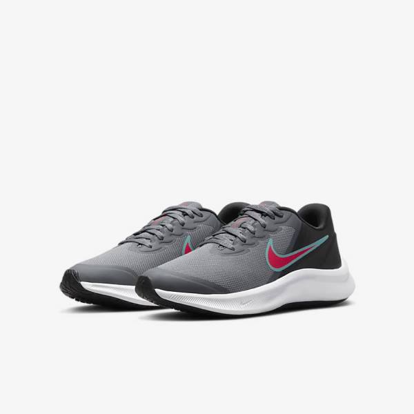 παπουτσια για τρεξιμο Nike Star Runner 3 Older δρομου παιδικα γκρι μαυρα κοκκινα | NK762DQH