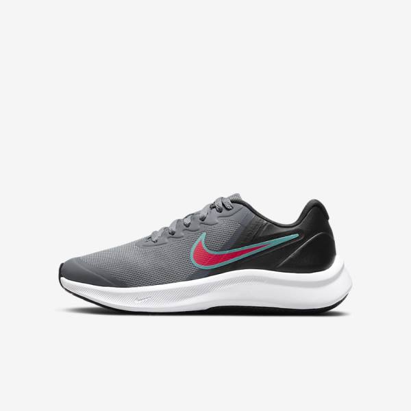 παπουτσια για τρεξιμο Nike Star Runner 3 Older δρομου παιδικα γκρι μαυρα κοκκινα | NK762DQH