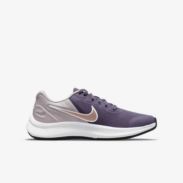 παπουτσια για τρεξιμο Nike Star Runner 3 Older δρομου παιδικα μωβ γκρι μεταλλικός κοκκινα καφε | NK967KYC