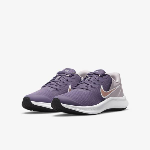 παπουτσια για τρεξιμο Nike Star Runner 3 Older δρομου παιδικα μωβ γκρι μεταλλικός κοκκινα καφε | NK967KYC