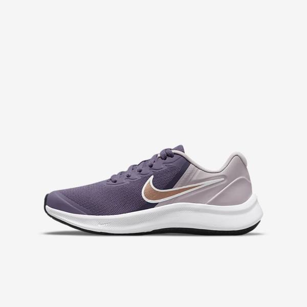 παπουτσια για τρεξιμο Nike Star Runner 3 Older δρομου παιδικα μωβ γκρι μεταλλικός κοκκινα καφε | NK967KYC