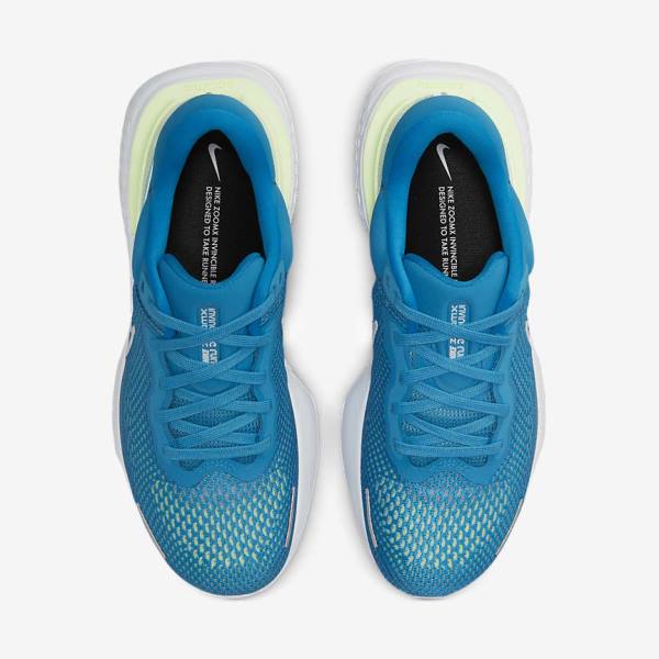 παπουτσια για τρεξιμο Nike ZoomX Invincible Run Flyknit δρομου ανδρικα μπλε ανοιχτο πρασινο γκρι ασπρα | NK132SHV