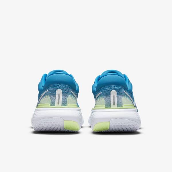 παπουτσια για τρεξιμο Nike ZoomX Invincible Run Flyknit δρομου ανδρικα μπλε ανοιχτο πρασινο γκρι ασπρα | NK132SHV