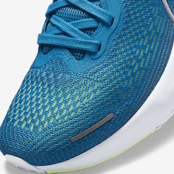 παπουτσια για τρεξιμο Nike ZoomX Invincible Run Flyknit δρομου ανδρικα μπλε ανοιχτο πρασινο γκρι ασπρα | NK132SHV