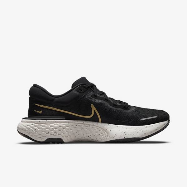 παπουτσια για τρεξιμο Nike ZoomX Invincible Run Flyknit δρομου ανδρικα μαυρα μεταλλικός χρυσο χρωμα | NK608FAQ