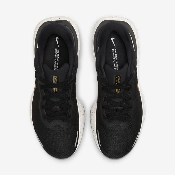 παπουτσια για τρεξιμο Nike ZoomX Invincible Run Flyknit δρομου ανδρικα μαυρα μεταλλικός χρυσο χρωμα | NK608FAQ