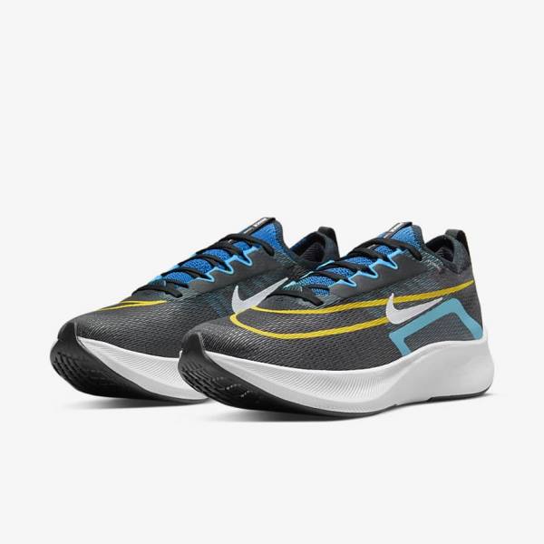 παπουτσια για τρεξιμο Nike Zoom Fly 4 δρομου ανδρικα μαυρα πρασινο πορτοκαλι | NK647PLA