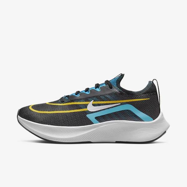 παπουτσια για τρεξιμο Nike Zoom Fly 4 δρομου ανδρικα μαυρα πρασινο πορτοκαλι | NK647PLA