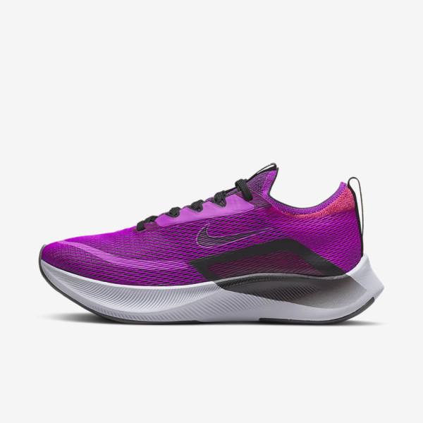 παπουτσια για τρεξιμο Nike Zoom Fly 4 δρομου γυναικεια ασπρα πρασινο Πλατίνα | NK853UVL