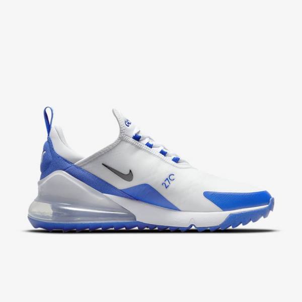 παπουτσια γκολφ Nike Air Max 270 G ανδρικα ασπρα μπλε Πλατίνα μαυρα | NK507ILQ