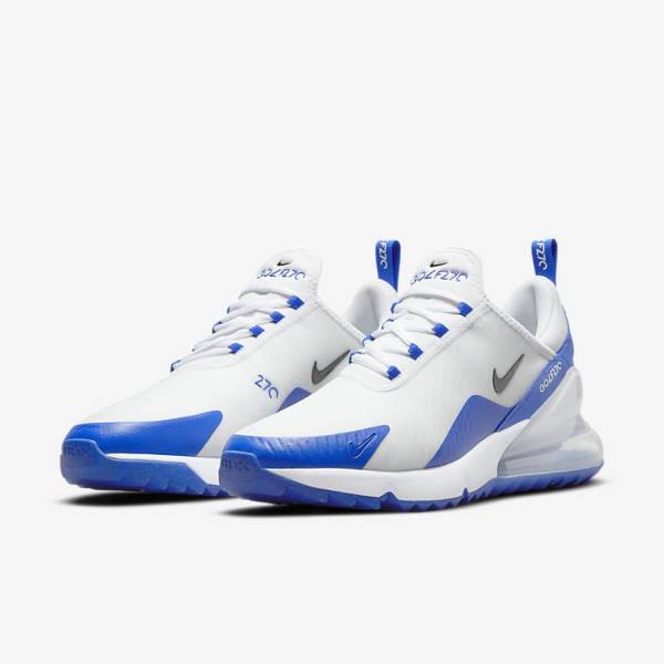 παπουτσια γκολφ Nike Air Max 270 G ανδρικα ασπρα μπλε Πλατίνα μαυρα | NK507ILQ