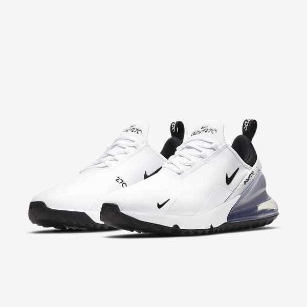 παπουτσια γκολφ Nike Air Max 270 G ανδρικα ασπρα Πλατίνα μαυρα | NK586BVT