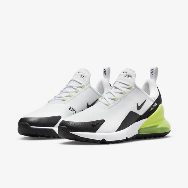 παπουτσια γκολφ Nike Air Max 270 G ανδρικα ασπρα μαυρα | NK628LXI