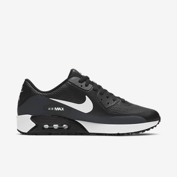 παπουτσια γκολφ Nike Air Max 90 G ανδρικα μαυρα σκούρο γκρι ασπρα | NK083ZRL