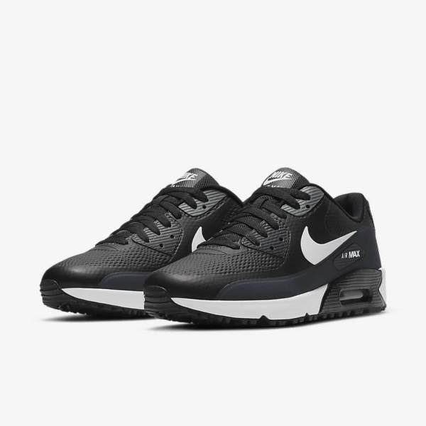 παπουτσια γκολφ Nike Air Max 90 G ανδρικα μαυρα σκούρο γκρι ασπρα | NK083ZRL