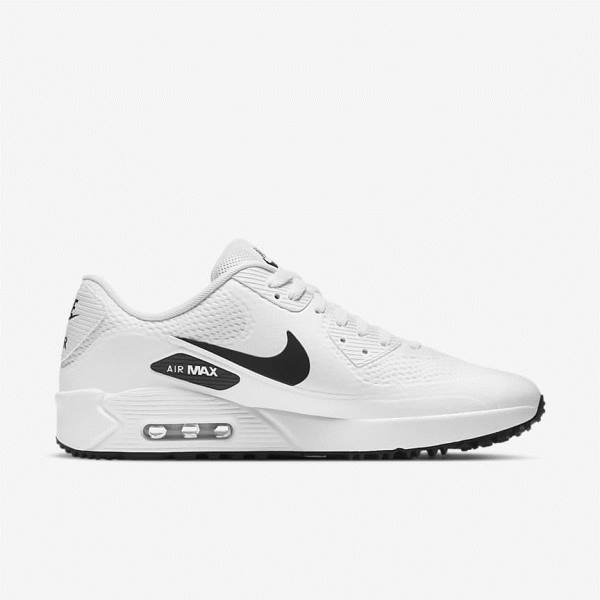 παπουτσια γκολφ Nike Air Max 90 G ανδρικα ασπρα μαυρα | NK982OPG