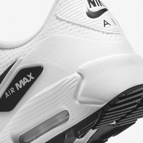 παπουτσια γκολφ Nike Air Max 90 G ανδρικα ασπρα μαυρα | NK982OPG