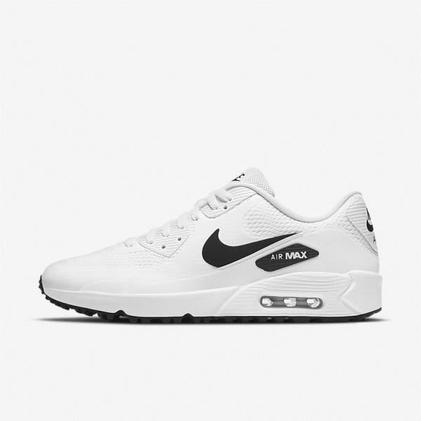 παπουτσια γκολφ Nike Air Max 90 G γυναικεια ασπρα μαυρα | NK417PLX