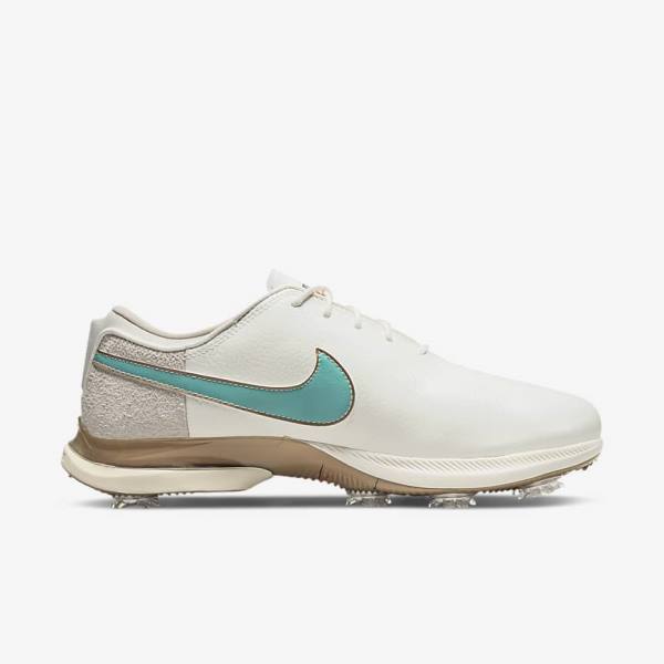 παπουτσια γκολφ Nike Air Zoom Victory Tour 2 ανδρικα ασπρα ανοιχτο καφε τυρκουάζ | NK046SWZ