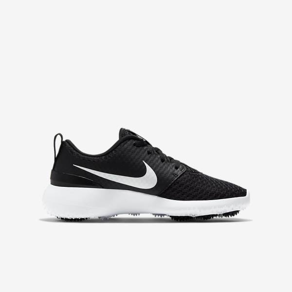 παπουτσια γκολφ Nike Roshe G Jr. παιδικα μαυρα ασπρα μεταλλικός ασπρα | NK631VKT