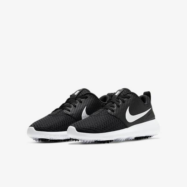 παπουτσια γκολφ Nike Roshe G Jr. παιδικα μαυρα ασπρα μεταλλικός ασπρα | NK631VKT