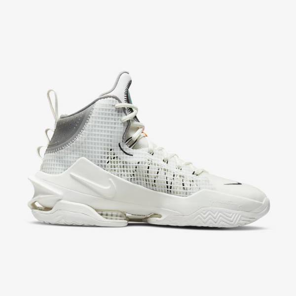 παπουτσια μπασκετ Nike Air Zoom G.T. Jump γυναικεια ασπρα μαυρα ασπρα | NK467GEX