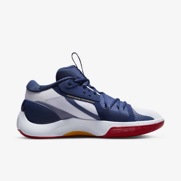 παπουτσια μπασκετ Nike Jordan Zoom Separate ανδρικα σκουρο μπλε ασπρα κοκκινα χρυσο χρωμα | NK107QGO