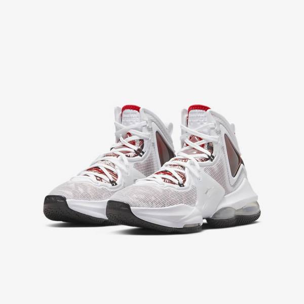 παπουτσια μπασκετ Nike LeBron 19 Older παιδικα ασπρα μαυρα κοκκινα | NK450EUF