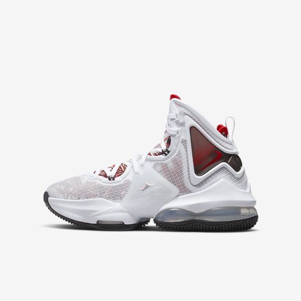 παπουτσια μπασκετ Nike LeBron 19 Older παιδικα ασπρα μαυρα κοκκινα | NK450EUF