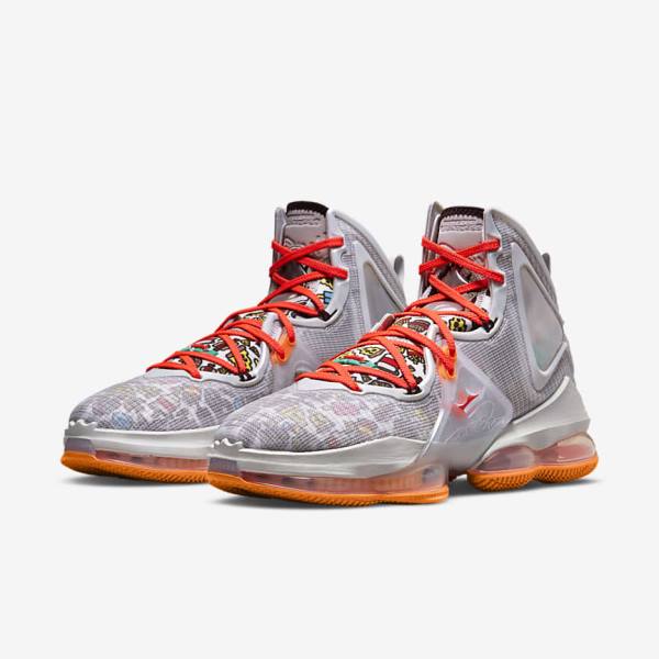 παπουτσια μπασκετ Nike LeBron 19 ανδρικα γκρι πορτοκαλι ανοιχτο κοκκινα πρασινο | NK073YLM