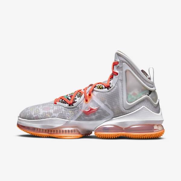 παπουτσια μπασκετ Nike LeBron 19 ανδρικα γκρι πορτοκαλι ανοιχτο κοκκινα πρασινο | NK073YLM