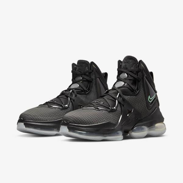 παπουτσια μπασκετ Nike LeBron 19 ανδρικα μαυρα σκούρο γκρι πρασινο | NK268KFH