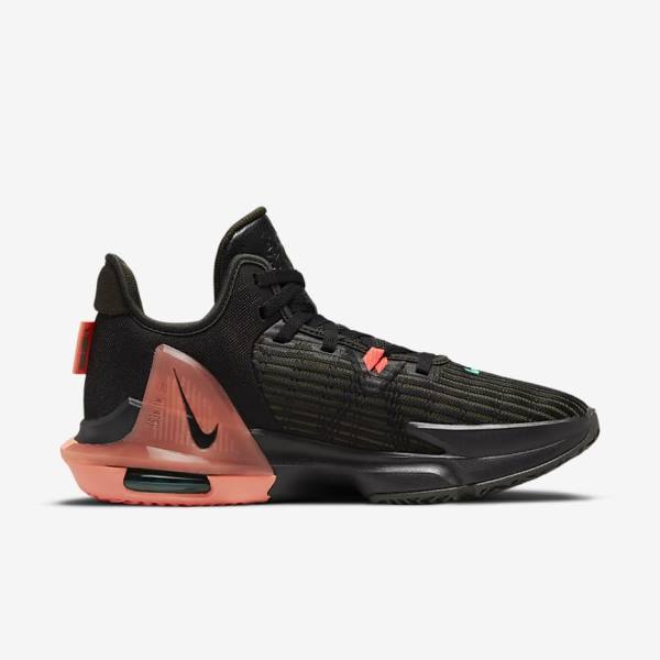 παπουτσια μπασκετ Nike LeBron Witness 6 ανδρικα μαυρα κοκκινα μεταλλικός ασημι | NK094TJI