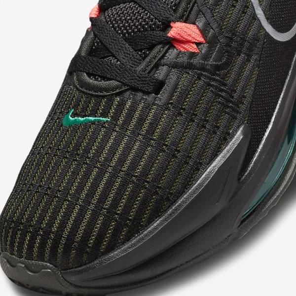 παπουτσια μπασκετ Nike LeBron Witness 6 ανδρικα μαυρα κοκκινα μεταλλικός ασημι | NK094TJI