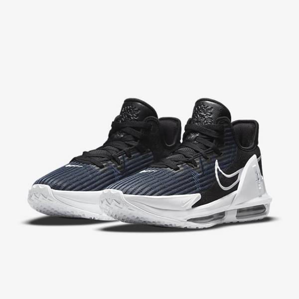 παπουτσια μπασκετ Nike LeBron Witness 6 γυναικεια μαυρα σκούρο οψιάνος ασπρα | NK460FQM